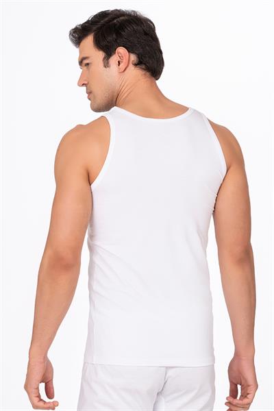 Erkek Pamuklu Modal Esnek Atlet Beyaz | K10852