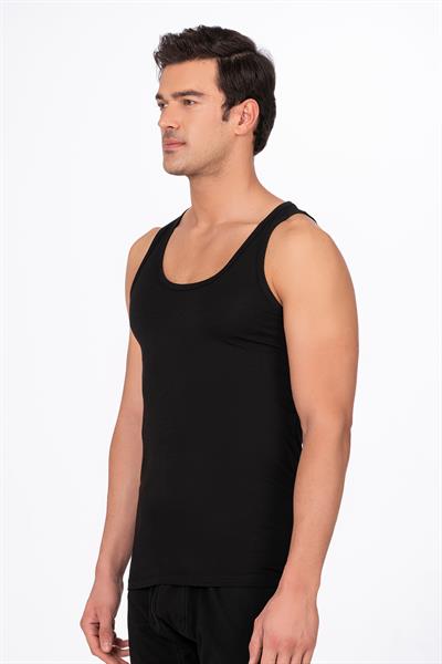 Erkek Pamuklu Modal Esnek Atlet Siyah | K10852