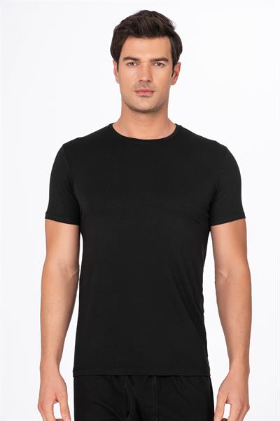 Erkek Pamuklu Modal Tişört Fanila | Siyah K11144
