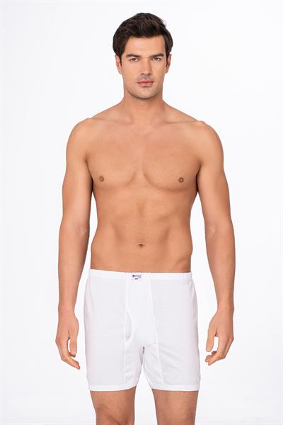Erkek Pamuklu Penye Paçalı Boxer 3lü Paket – Rahat & Dayanıklı | Beyaz K0043