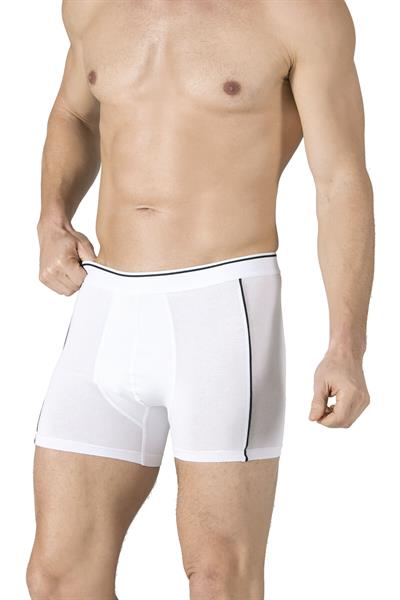 Erkek Penye Likralı Pamuklu Boxer | Beyaz K11314