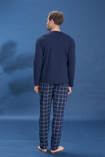 Erkek Penye Süprem Battal Önü Patlı Pijama Takımı | Koyu Lacivert 2153