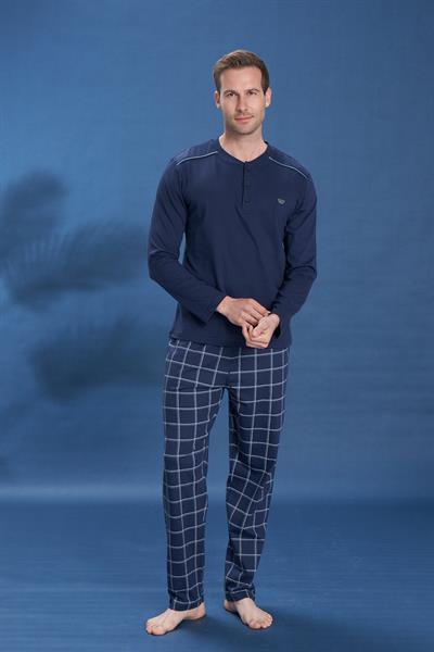 Erkek Penye Süprem Battal Önü Patlı Pijama Takımı | Koyu Lacivert 2153