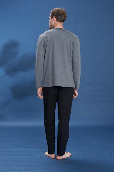 Erkek Penye Süprem Battal Önü Patlı Pijama Takımı | Antrasit Melanj 2118