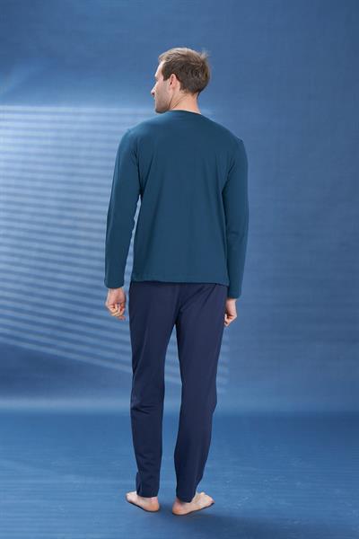 Erkek Penye Süprem Battal Önü Patlı Pijama Takımı | Petrol Yeşili 2112