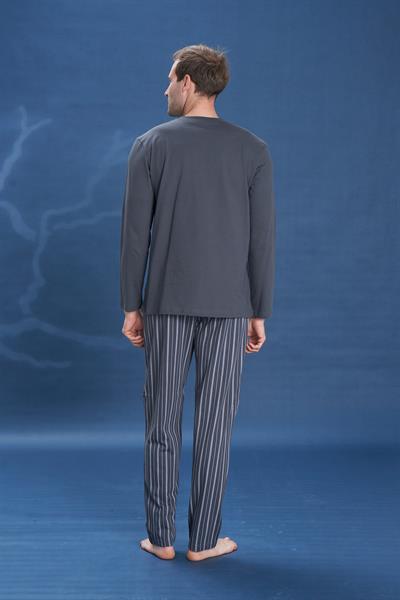 Erkek Penye Süprem Battal Önü Patlı Pijama Takımı | Füme 2148