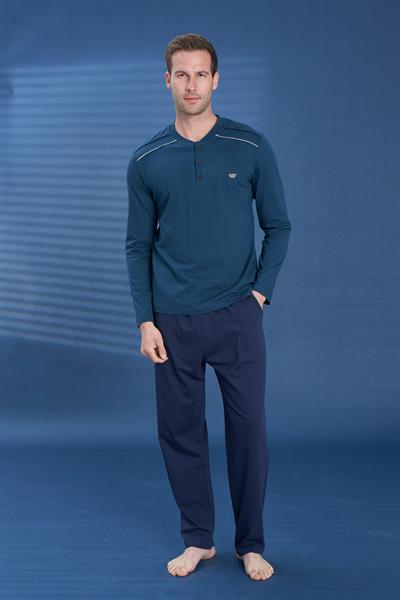 Erkek Penye Süprem Battal Önü Patlı Pijama Takımı | Petrol Yeşili 2112