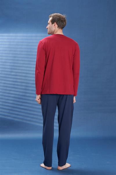 Erkek Penye Süprem Battal Önü Patlı Pijama Takımı | Bordo 2105