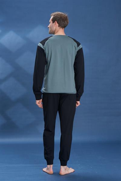 Erkek Penye Süprem Bisiklet Yaka Pijama Takım | Haki 2136