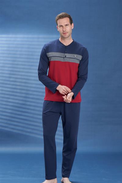 Erkek Penye Süprem Genç Önü Patlı Pijama Takımı | Bordo 2116