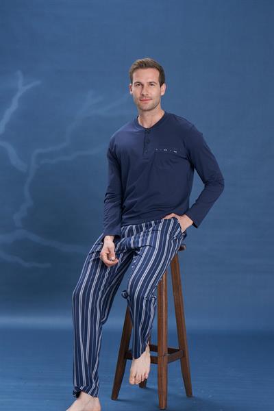 Erkek Penye Süprem Genç Önü Patlı Pijama Takımı | Lacivert 2154