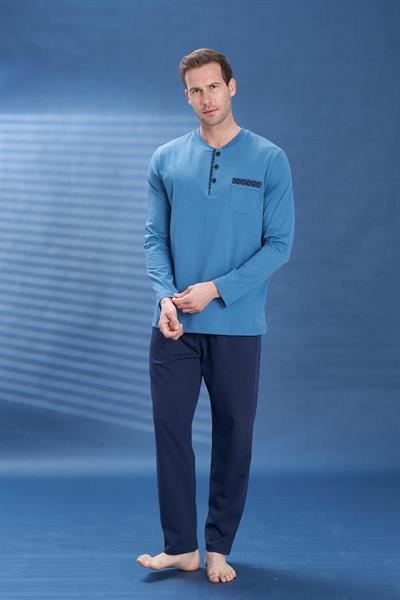 Erkek Penye Süprem Genç Önü Patlı Pijama Takımı | Petrol 2129