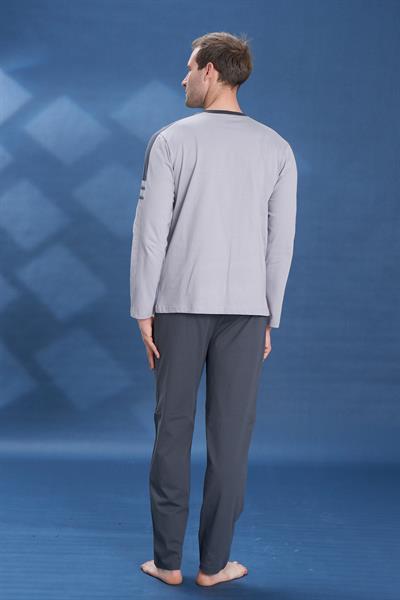 Erkek Penye Süprem Genç Önü Patlı Pijama Takımı | Gri 2114
