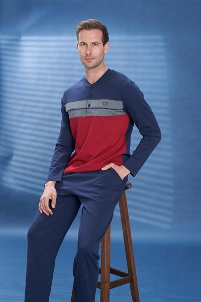 Erkek Penye Süprem Genç Önü Patlı Pijama Takımı | Bordo 2116