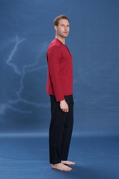 Erkek Penye Süprem Genç Önü Patlı Pijama Takımı | Bordo 2131