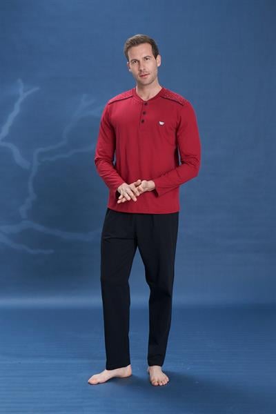 Erkek Penye Süprem Genç Önü Patlı Pijama Takımı | Bordo 2131