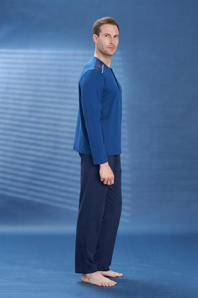 Erkek Penye Süprem Genç Önü Patlı Pijama Takımı | 2103 Mavi