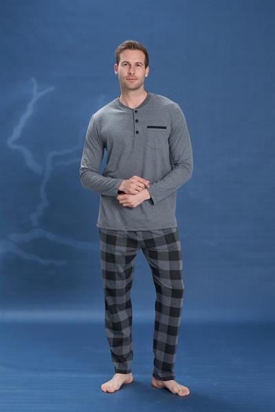 Erkek Penye Süprem Genç Önü Patlı Pijama Takımı | Antrasit 2146