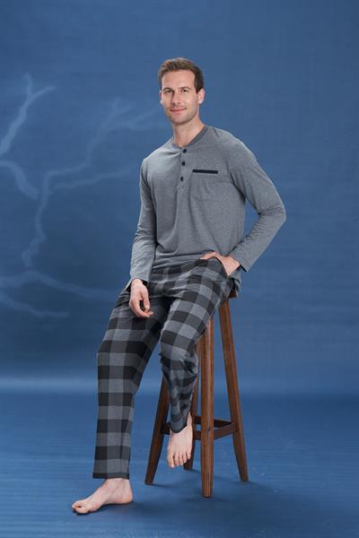 Erkek Penye Süprem Genç Önü Patlı Pijama Takımı | Antrasit 2146