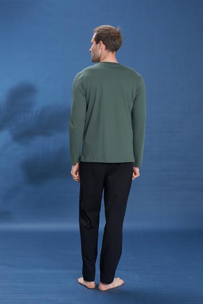 Erkek Penye Süprem Genç Önü Patlı Pijama Takımı | Haki 2119