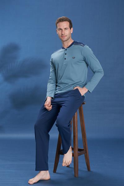 Erkek Penye Süprem Genç Önü Patlı Pijama Takımı | Yeşil 2115