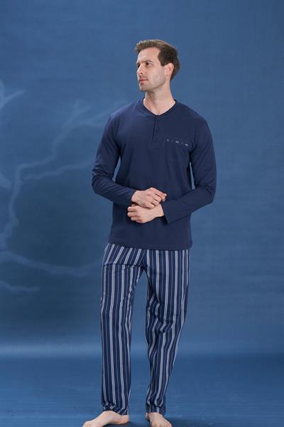 Erkek Penye Süprem Genç Önü Patlı Pijama Takımı | Lacivert 2154