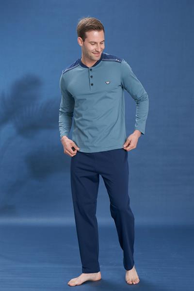 Erkek Penye Süprem Genç Önü Patlı Pijama Takımı | Yeşil 2115