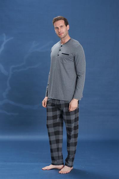 Erkek Penye Süprem Genç Önü Patlı Pijama Takımı | Antrasit 2146