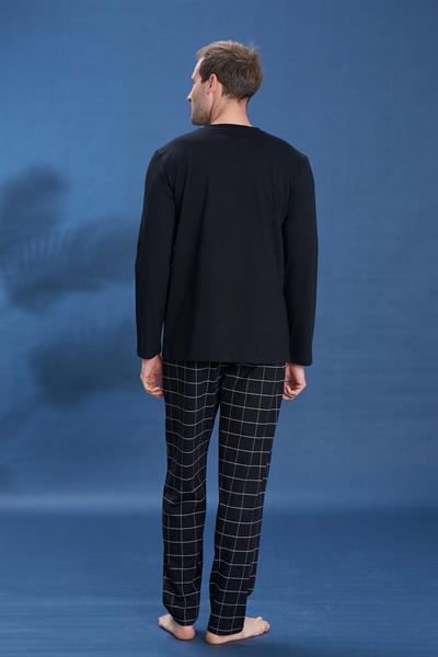 Erkek Penye Süprem Genç Önü Patlı Pijama Takımı | Siyah 2147