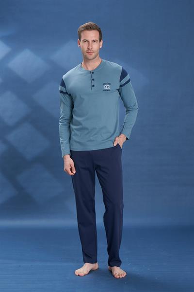 Erkek Penye Süprem Genç Önü Patlı Pijama Takımı | Yeşil 2101