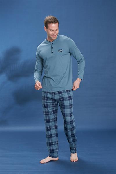 Erkek Penye Süprem Genç Önü Patlı Pijama Takımı | Yeşil 2150