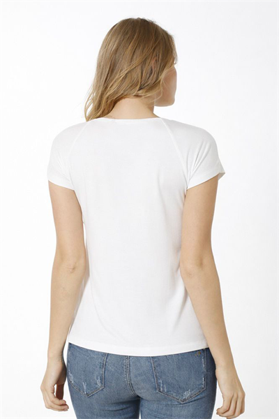 Kadın Çiçek Desenli Kısa Kol Bluz | Ekru 23854