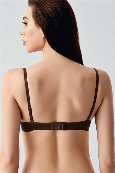 Kadın B Kap Desteksiz Basic Saten Görünümlü Sütyen | Kahve 7025