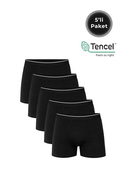 5li Paket Erkek Pamuklu Modal Boxer | Siyah K11256