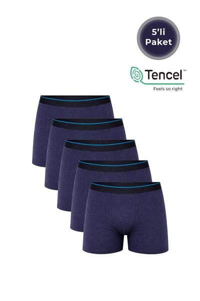 5li Paket Erkek Pamuklu Modal Boxer | Lacivert K11256