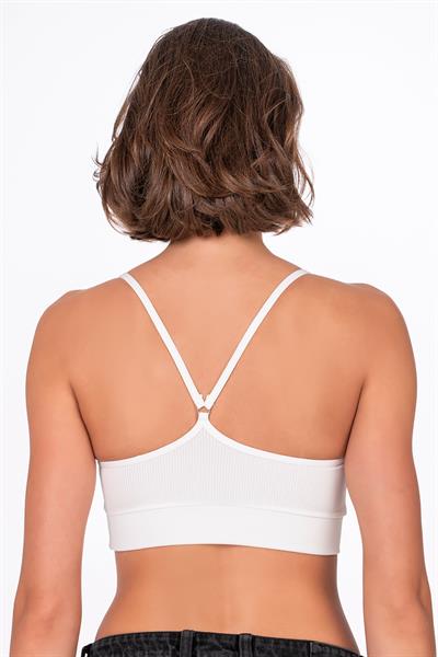 Fitilli İnce Askılı Şekillendirici Spor Sütyeni | Beyaz