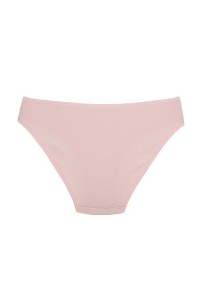 Fitilli Ribana Pamuklu Esnek Rahat Slip Bikini Külot | Toz Pembe 26000
