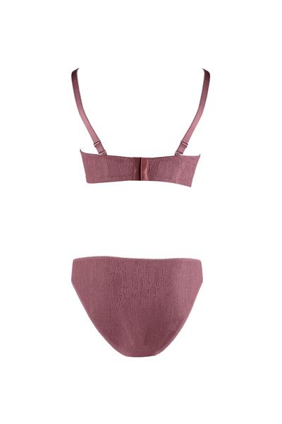 Desteksiz İp Detay Dantelli Sütyen Külot Takım | Gül 231 C Kap