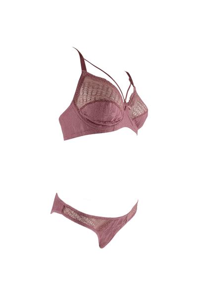 Desteksiz İp Detay Dantelli Sütyen Külot Takım | Gül 231 C Kap