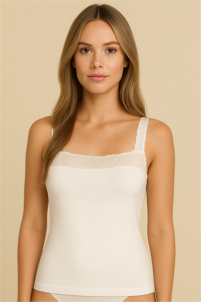 Kadın Dantel Detay Askılı Atlet | Beyaz 25114