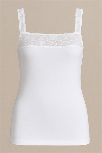 Kadın Dantel Detay Askılı Atlet | Beyaz 25114