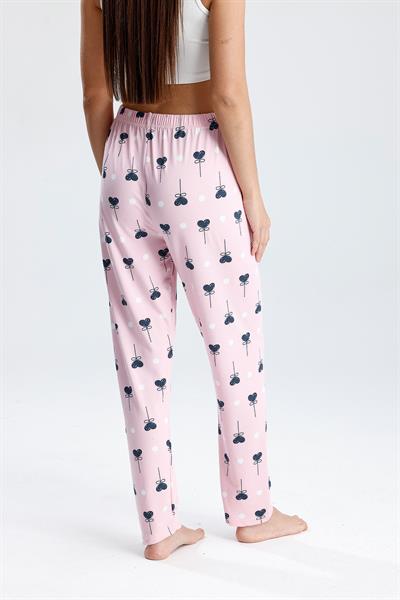 Kadın Desenli Uzun Pijama Pantolon | Pembe