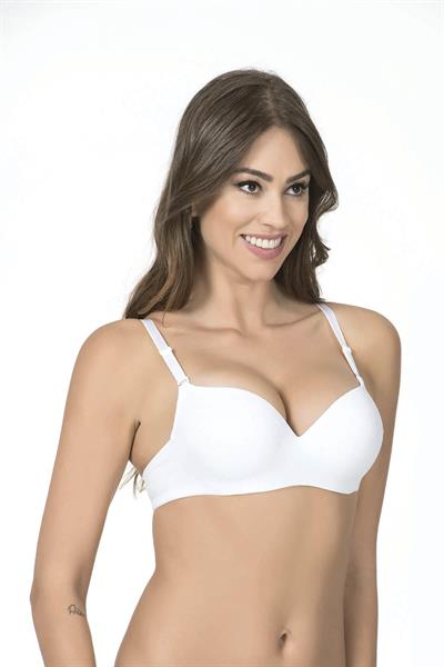 Desteksiz Boş Kap Balenli Dikişsiz Sütyen | Beyaz 1108