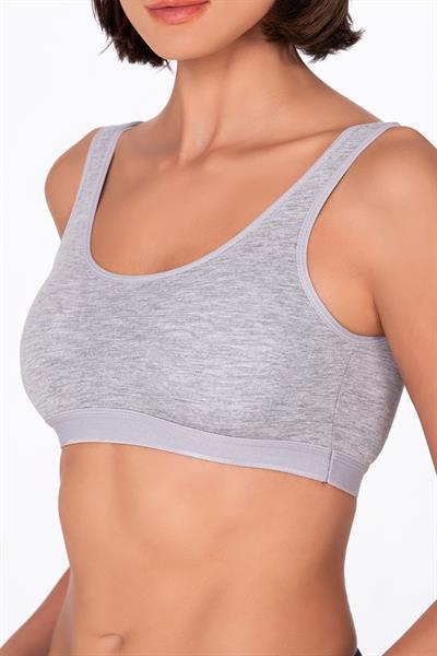 Kadın Düz Sporcu Sütyen – Esnek Rahat Form | Gri 5016