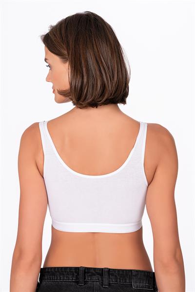 Kadın Düz Sporcu Sütyen – Esnek Rahat Form | Beyaz 5016