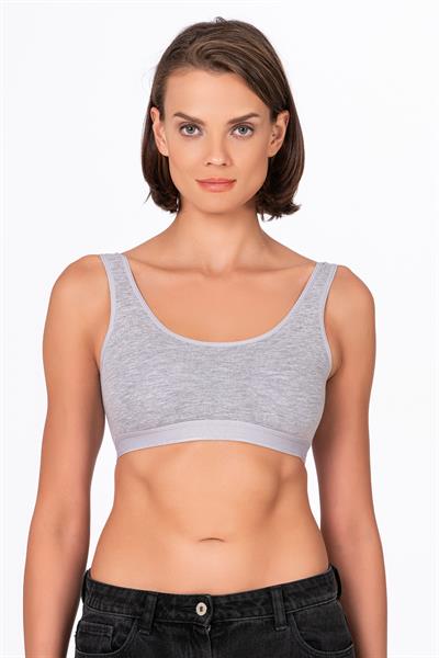 Kadın Düz Sporcu Sütyen – Esnek Rahat Form | Gri 5016