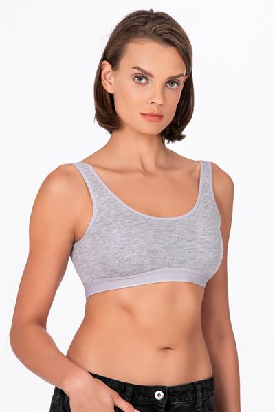 Kadın Düz Sporcu Sütyen – Esnek Rahat Form | Gri 5016