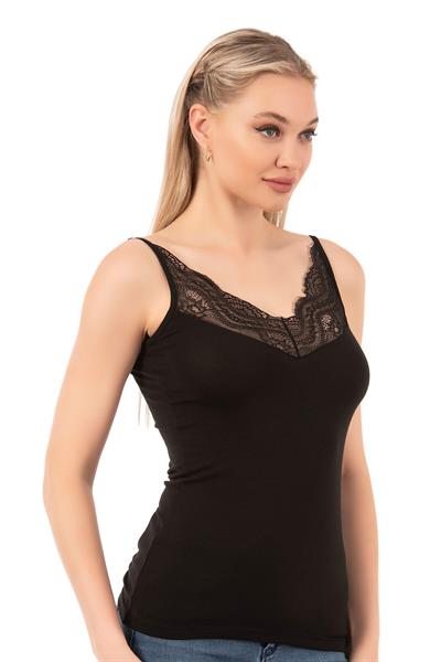 Kadın İp Askılı Modal Atlet | Siyah 26954