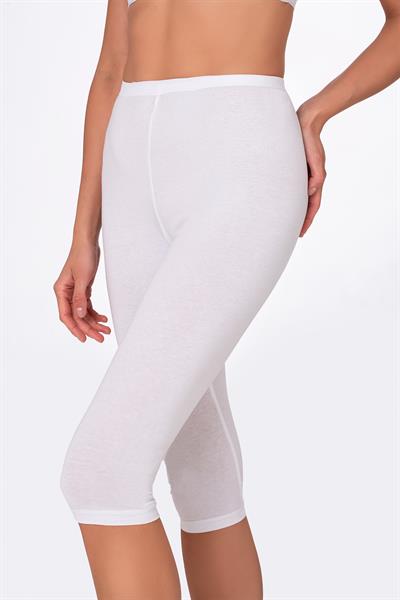 Kadın Likralı Süprem Düz Kapri Tayt Beyaz | K0458