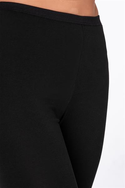 Kadın Likralı Süprem Düz Kapri Tayt Siyah | K0458